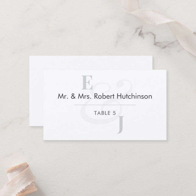 Minimalist Ampersand Wedding | Flat Table Seating  Place Card (Front/Back In Situ)