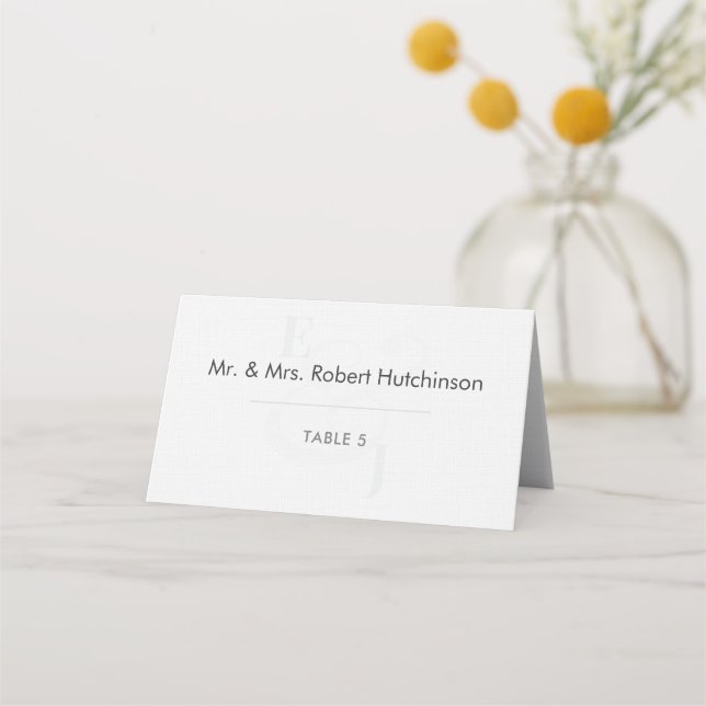 Minimalist Ampersand Wedding | Folded Seating Tent Place Card (Front)