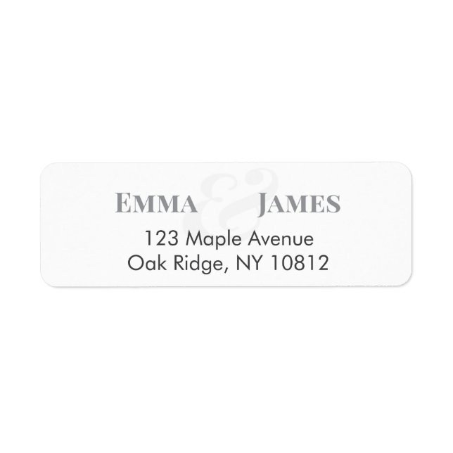 Minimalist Ampersand Wedding | Name Header Return Label (Front)