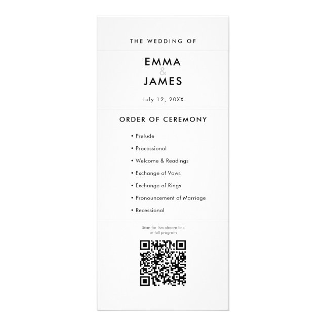 Minimalist Ampersand Wedding | Program | QR Code (Front)