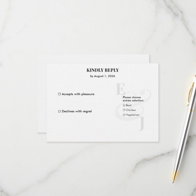 Minimalist Ampersand Wedding | QR Code Small 2 RSVP Card (Front/Back In Situ)