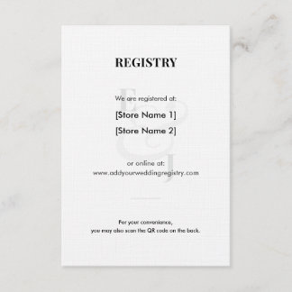 Minimalist Ampersand Wedding | Registry | QR Code Enclosure Card