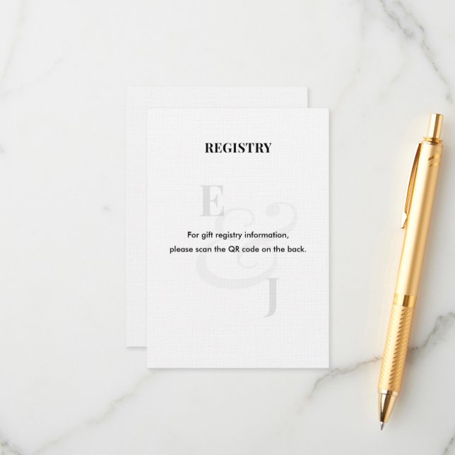Minimalist Ampersand Wedding | Registry | QR Code Enclosure Card (Front/Back In Situ)