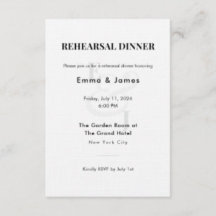 Minimalist Ampersand Wedding Rehearsal Dinner Enclosure Card
