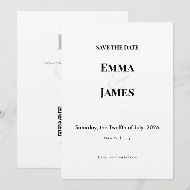 Minimalist Ampersand Wedding | Save the Date (Front/Back)