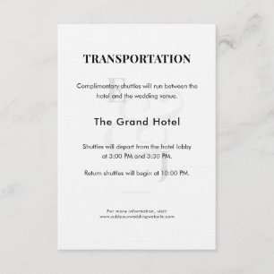 Minimalist Ampersand Wedding   Shuttle Details Enclosure Card