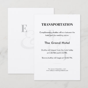 Minimalist Ampersand Wedding Shuttle Details Enclosure Card