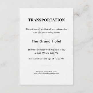 Minimalist Ampersand Wedding | Transport QR Code Enclosure Card