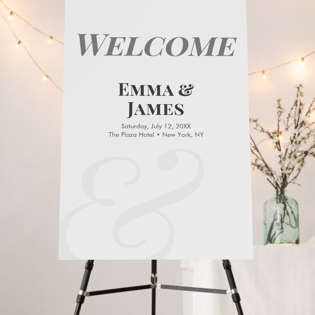 Minimalist Ampersand Wedding | Welcome Sign (In Situ (Stand))