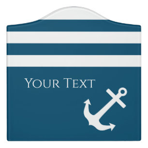 Minimalist Anchor & Stripes Nautical Door Sign