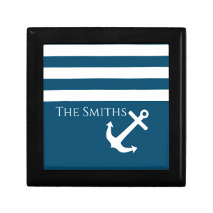 Minimalist Anchor & Stripes Nautical Gift Box