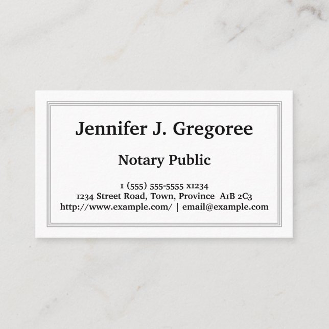 Minimalist and Basic Notary Public Business Card (Front)
