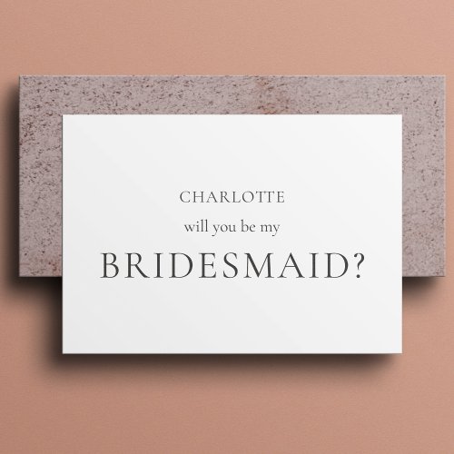 Minimalist And Elegant Bridesmaid Proposal Card