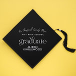 Minimalist and Elegant Graduation Cap Topper<br><div class="desc">Introducing our minimalist graduation cap topper! This sleek design features the graduate's name, school, and graduation year, making it a perfect way to commemorate such a special occasion. With its clean and modern look, it's sure to stand out on graduation day. Say goodbye to the cluttered and overly decorative cap...</div>