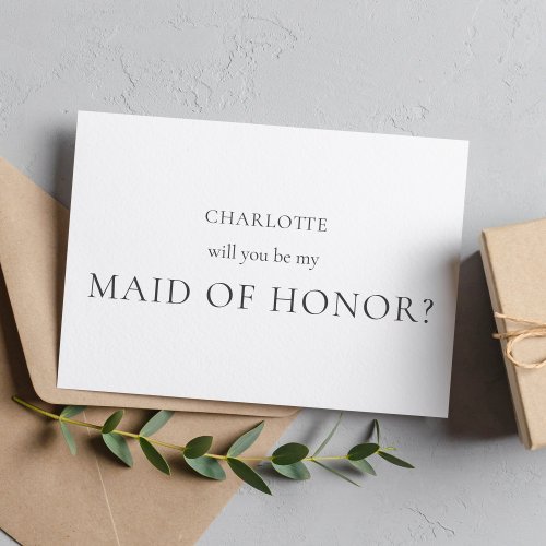 Minimalist And Elegant Maid of Honor Proposal Card