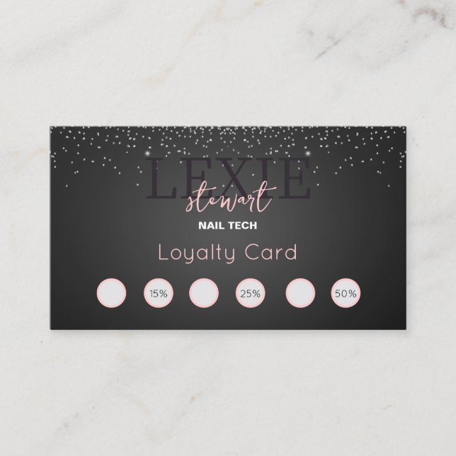Minimalist and Elegant Nail Tech Loyalty Business Card (Front)