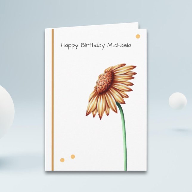 Minimalist and Elegant Sunflower Custom Birthday Card (Creator Uploaded)