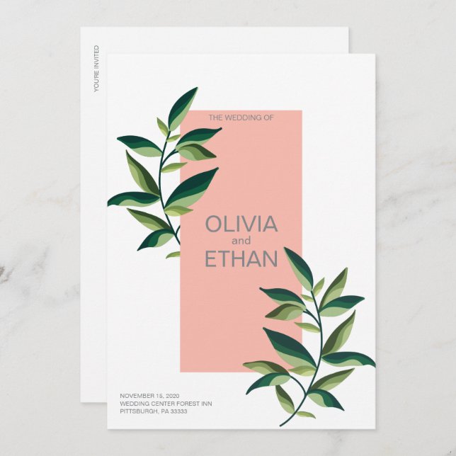 Minimalist and Elegant Wedding Invitation Template (Front/Back)
