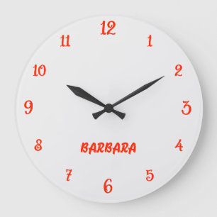 Minimalist and Elegant White and Scarlet Name Large Clock