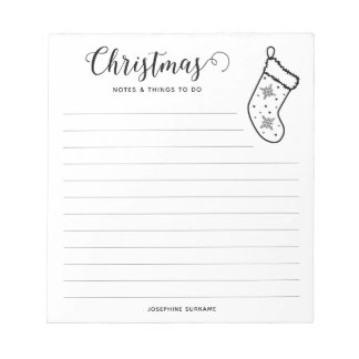 Minimalist And Festive Christmas Stocking Line Art Notepad