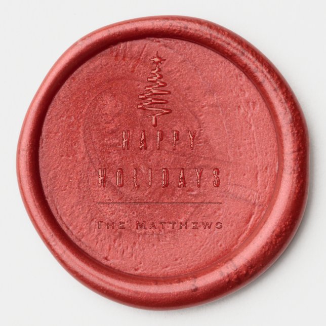 Minimalist and Modern Family Christmas Tree Wax Seal Sticker (Front)