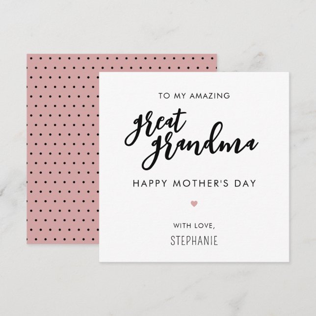 Minimalist and Modern Great Grandma Mother's Day Card (Front/Back)