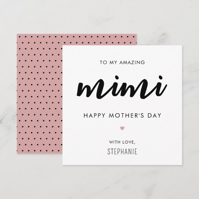 Minimalist and Modern Mimi Grandma Mother's Day Card (Front/Back)