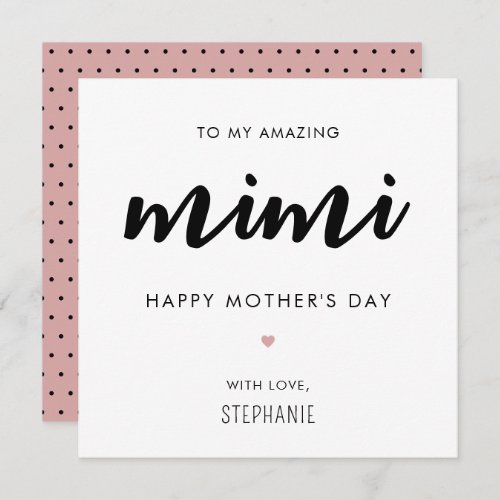 Minimalist and Modern Mimi Grandma Mothers Day Card