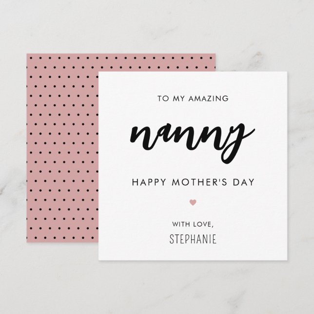 Minimalist and Modern Nanny Grandma Mother's Day Card (Front/Back)