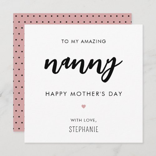 Minimalist and Modern Nanny Grandma Mothers Day Card