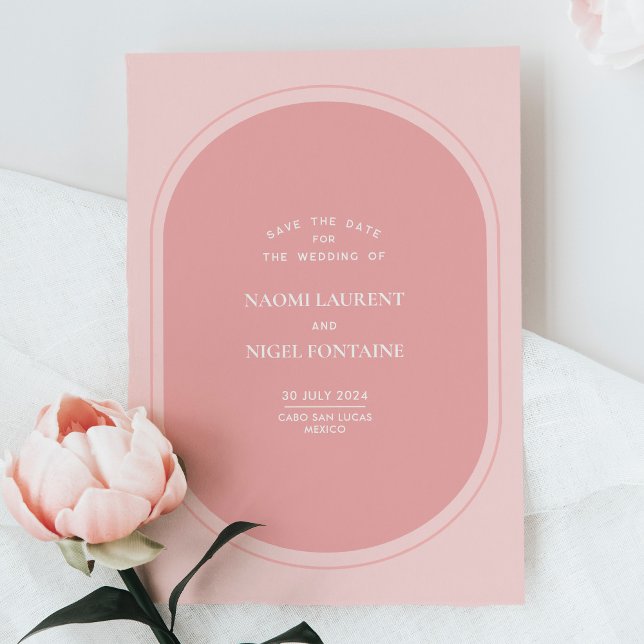 Minimalist and Modern Pink Save The Date Card (Creator Uploaded)