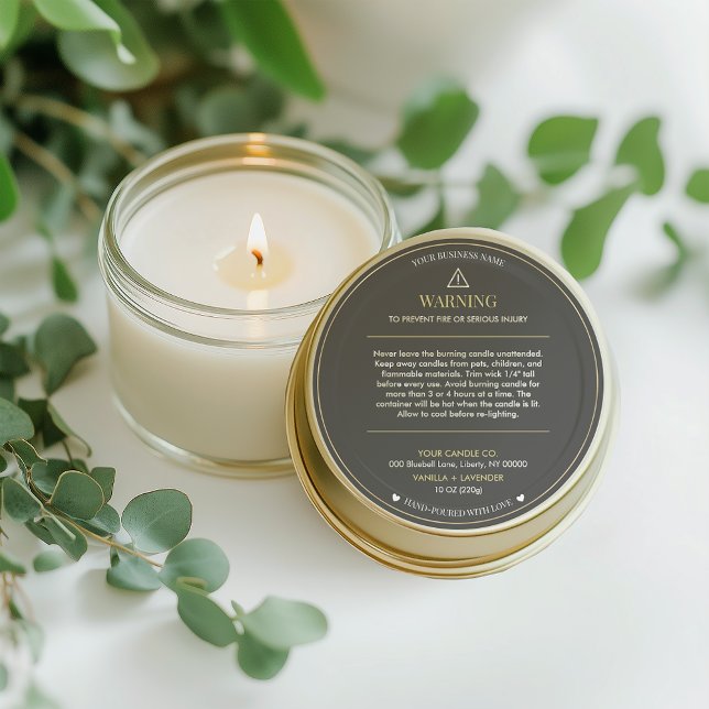 Minimalist and Modern Simple Candle Safety Label (Creator Uploaded)