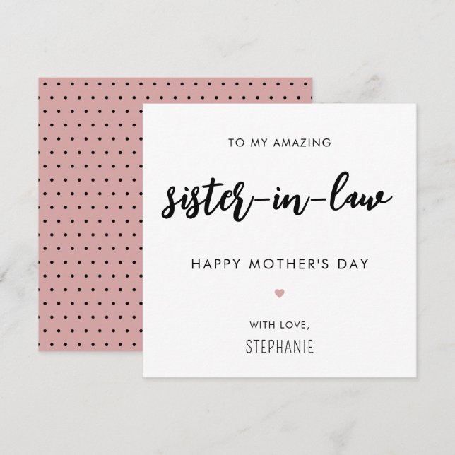 Minimalist and Modern Sister-in-Law Mother's Day Card (Front/Back)