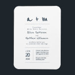 Minimalist and Modern Wedding Invitation Magnet<br><div class="desc">Composed of simple dots with playful script and sans serif typography. All against a backdrop of pure white. These elements are simple,  modern,  playful and light. Perfect for a marine theme wedding.

This is designed by White Paper Birch Co. exclusive for Zazzle.

Available here:
http://www.zazzle.com/whitepaperbirch</div>