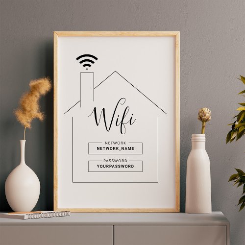 Minimalist and modern wifi network password poster