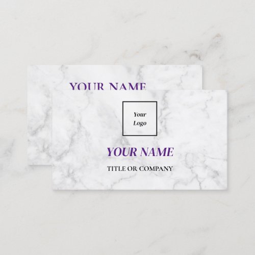 Minimalist and Organized White Marble QR Code Business Card