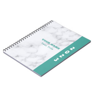 Minimalist and Organized Workspace White Marble Notebook