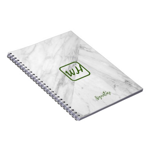 Minimalist and Organized Workspace White Marble Notebook