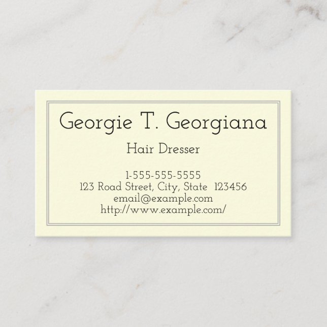 Minimalist and Plain Hair Dresser Business Card (Front)