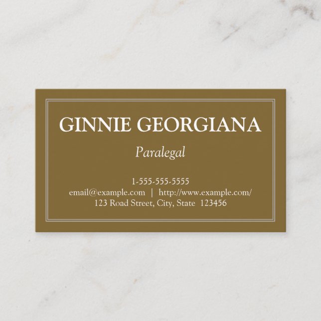 Minimalist and Plain Paralegal Business Card (Front)