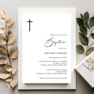 Minimalist and simple baptism christening invitation