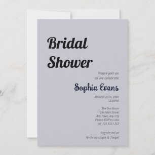 Minimalist and Simple Cloud Gray Bridal Shower Invitation