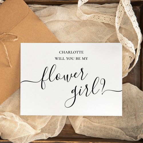 Minimalist And Simple Flower Girl Proposal Card