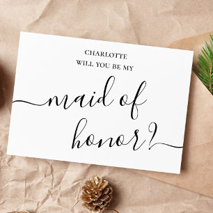 Minimalist And Simple Maid of Honor Proposal Card