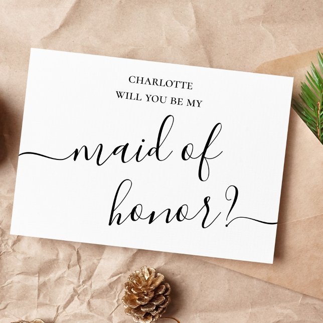 Minimalist And Simple Maid of Honor Proposal Card (Creator Uploaded)