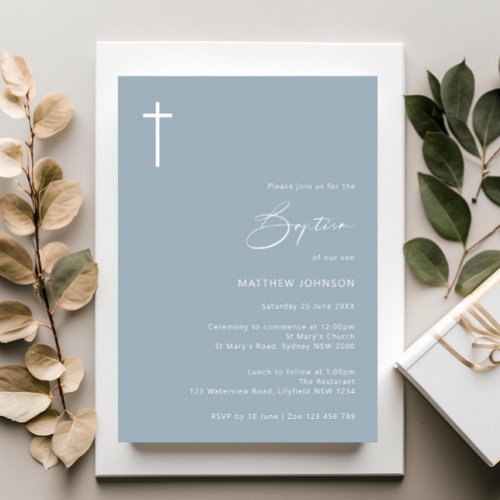 Minimalist and simple photo baptism christening invitation