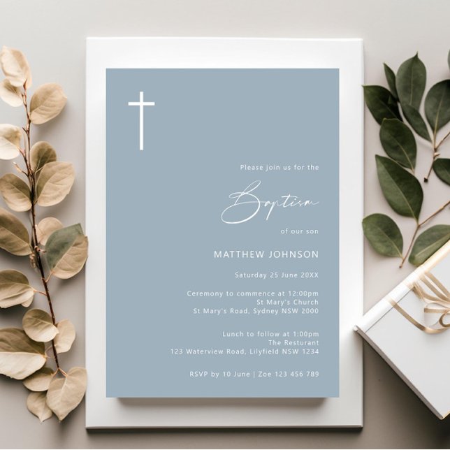 Minimalist and simple photo baptism christening invitation (Creator Uploaded)