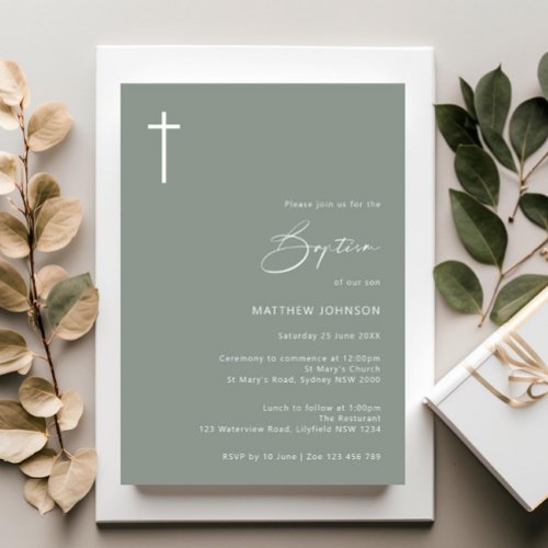 Minimalist and simple photo baptism christening invitation