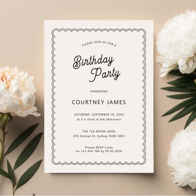 Minimalist and simple scalloped birthday party invitation (Creator Uploaded)