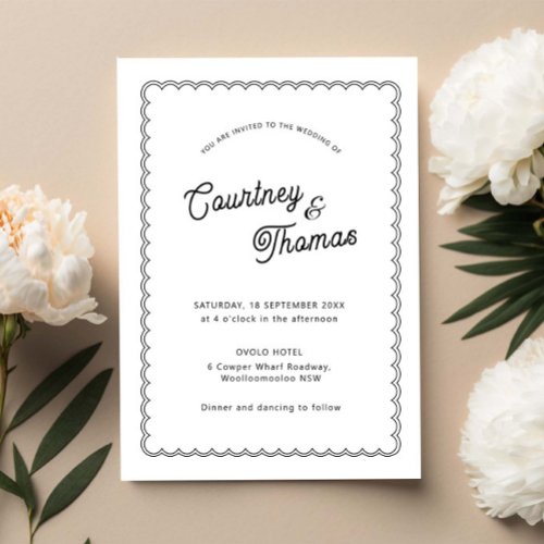 Minimalist and simple scalloped border invitation